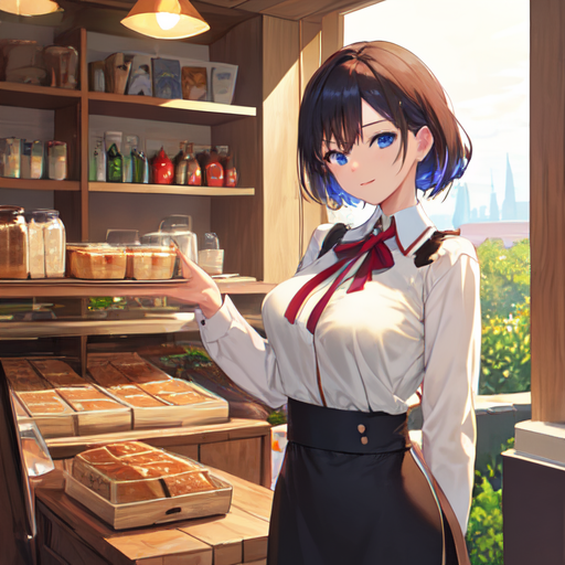 おいしそうなパンをお勧めしてくれている女の子店員