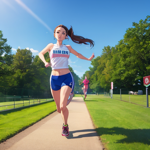 公園で走っている女性