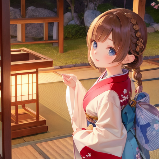 みつあみしている将来すごく美人になりそうな和服の女の子