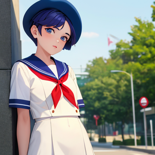 青髪短髪美少女