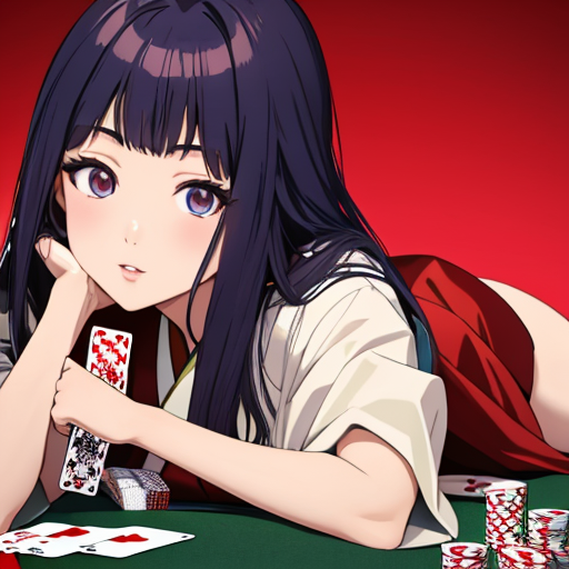 トランプでギャンブルをしているかわいい女の子