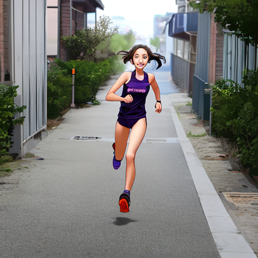 外で走る練習をしているとても足がはやそうな見た目の女