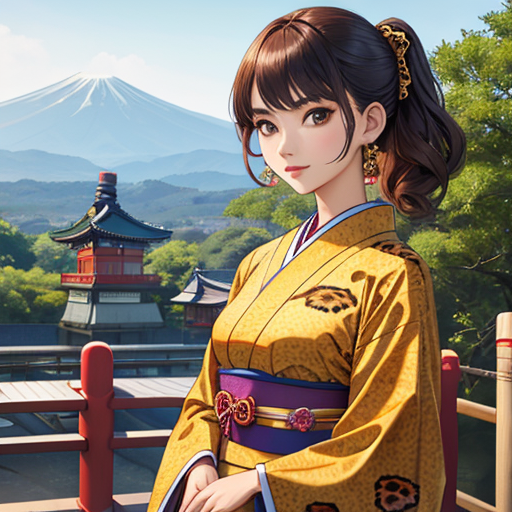 ヒョウ柄和服というめずらしい服を着ている美人