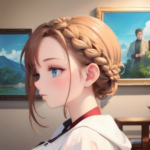 茶髪みつあみ美少女