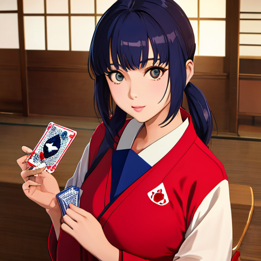 トランプを持ってる女の子の絵