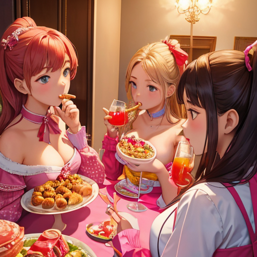 楽しく女子会で飲み食いしている女の子達