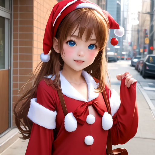 サンタさんコスプレしているかわいらしい美少女