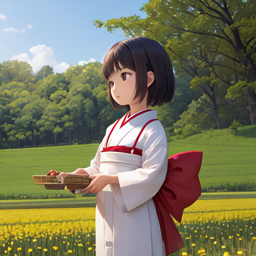 畑仕事しているかわいらしい女の子の絵