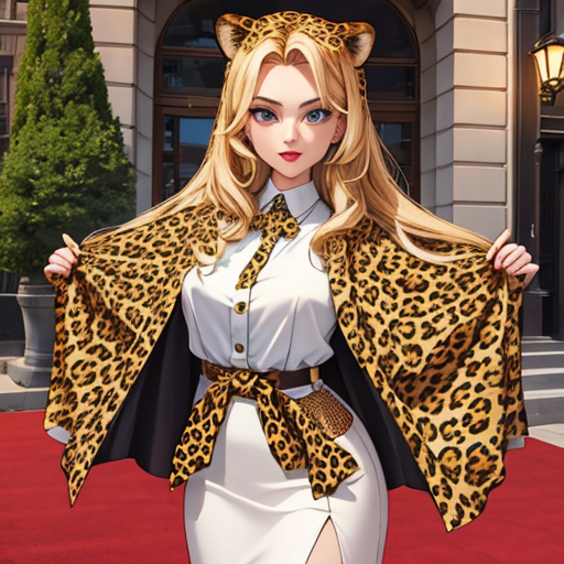 ヒョウ柄の派手な服をみせびらかしている女性