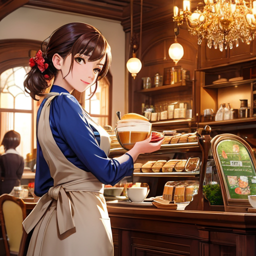 食器を片付ける仕事をしているかわいい女性店員