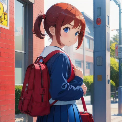 リュックサックと手提げかばんを持って投稿しているJS