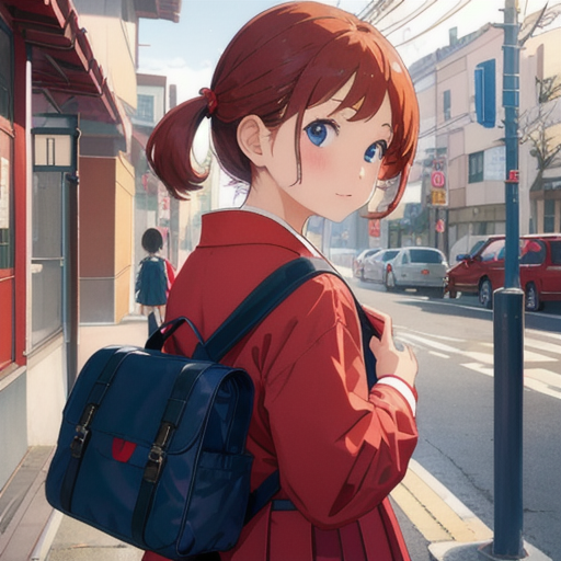 ちょっと大人っぽい学生カバンをもった女子小学生の2次元イラスト