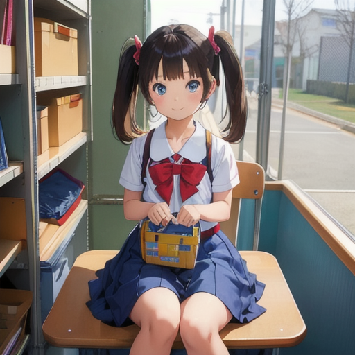 机に座ってこっちを見ている美少女なJS