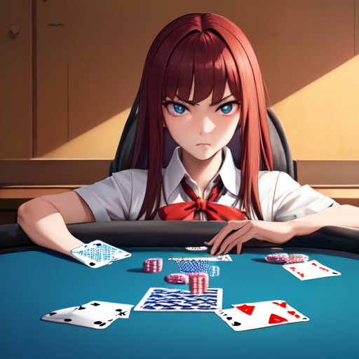 真剣な表情で女の子と賭けトランプしているシチュエーション