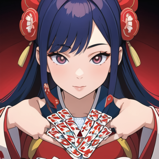 トランプを使って何かしようとしているかわいい顔の女の子